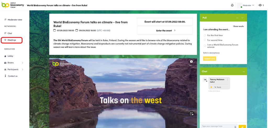Screenshot of ProspectumLIVE Virtual Event platform Meeting
